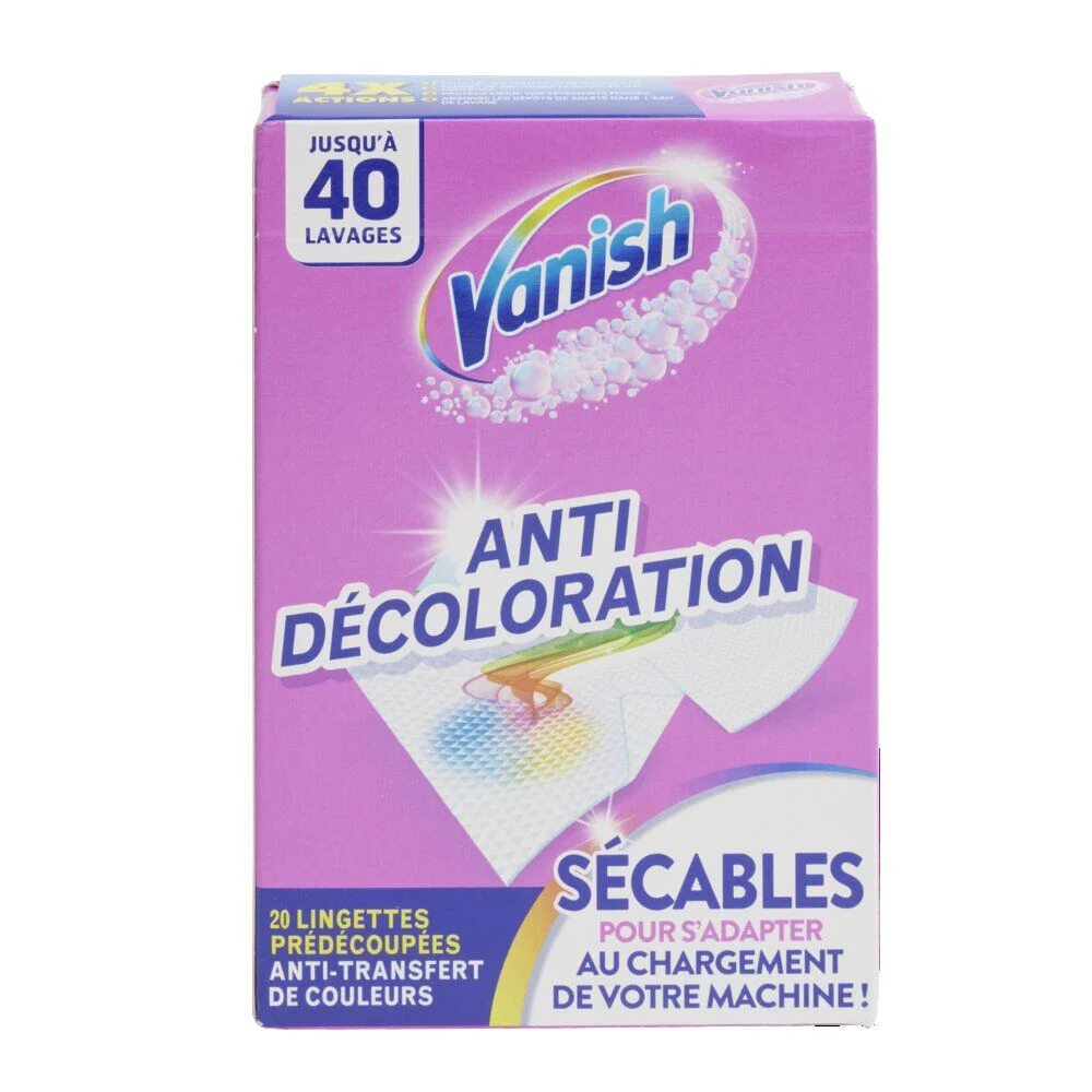 Lingette anti transfert de couleurs Vanish x20