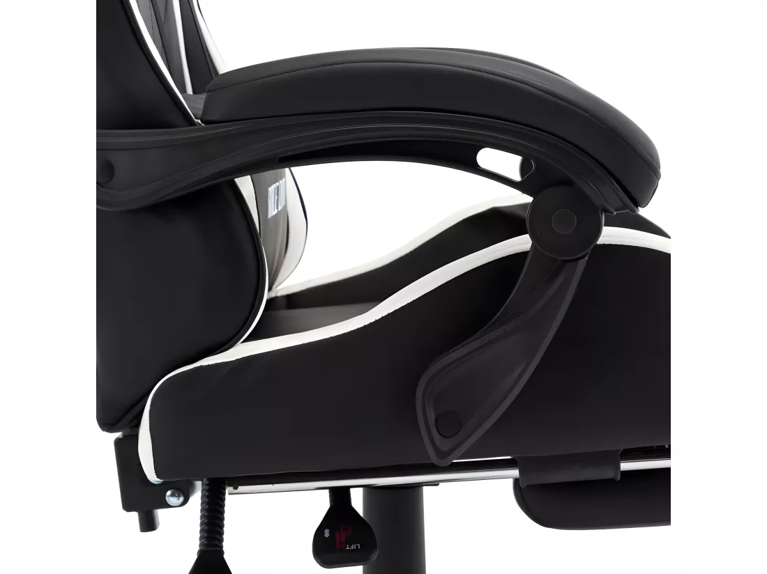 Fauteuil de jeux vidéo et repose-pied Blanc et noir Similicuir