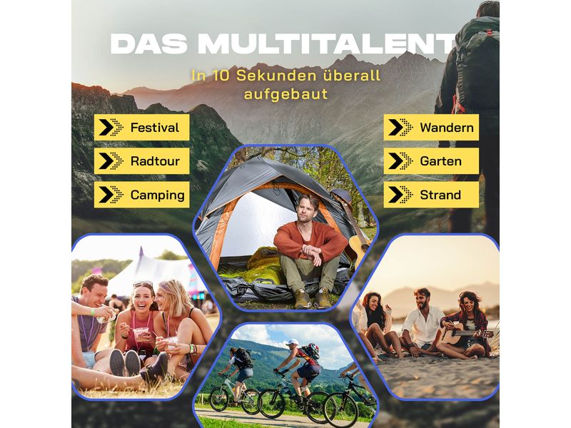 Where tomorrow Wurfzelt 3 Personen - Grau 210 x 190 x 100cm – Pop-up Zelt