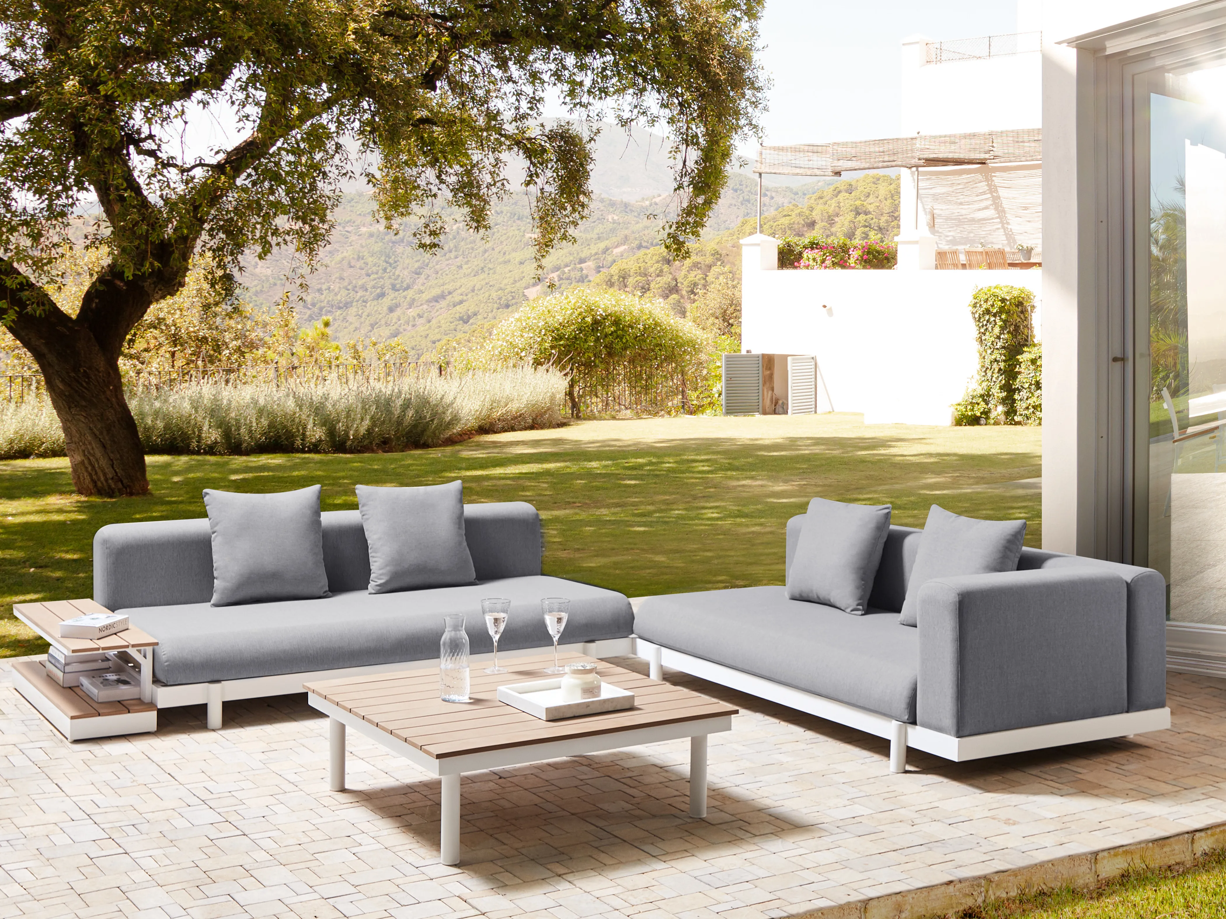 Tuin hoekloungeset met tafel 5-zits MISSANELLO Grijs