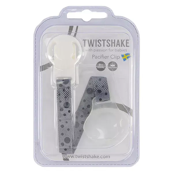 Prendedor de chupeta Twistshake cinza
