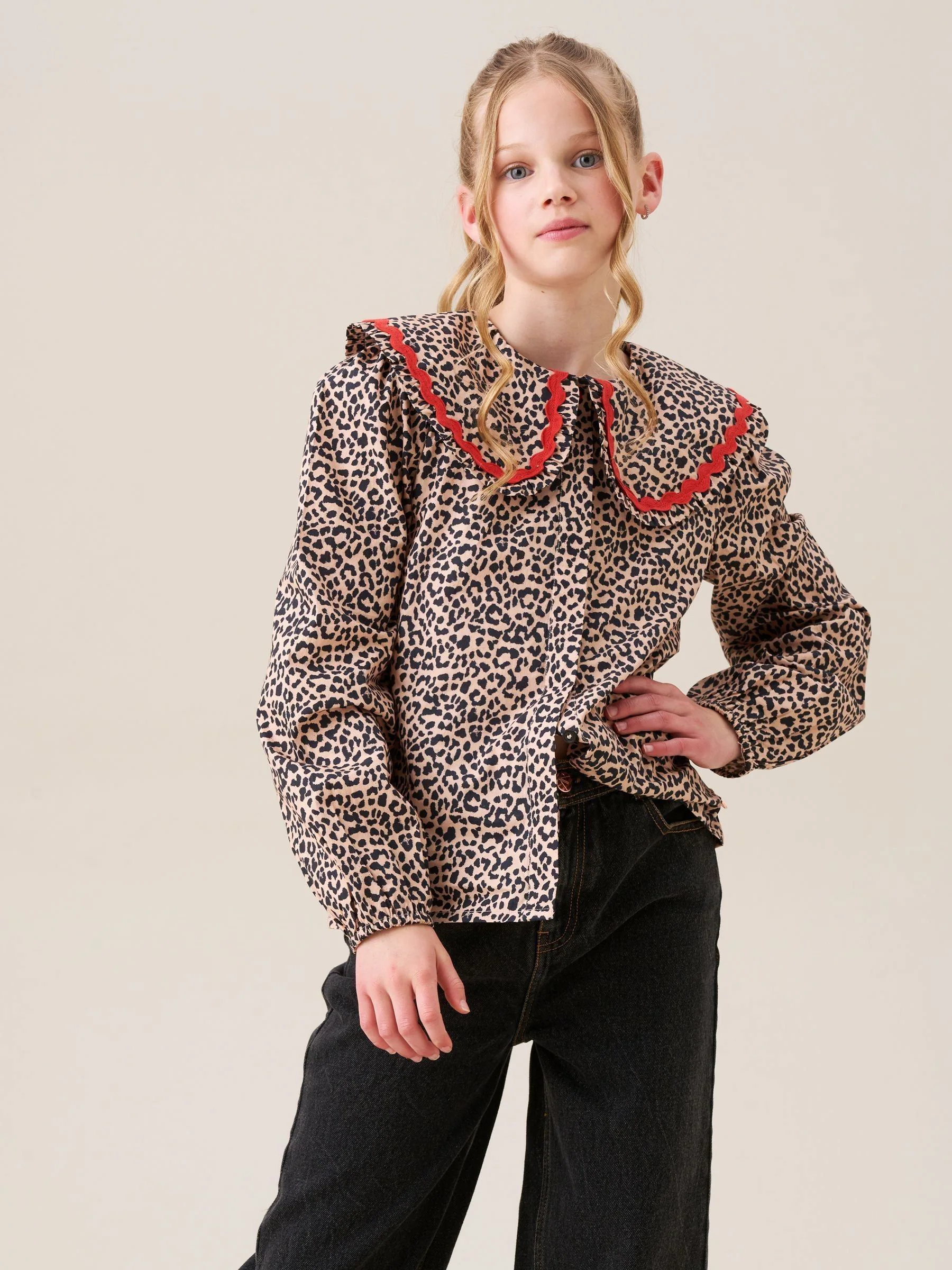 Angel & Rocket Elle Leopard Print Frill Collar Blouse
