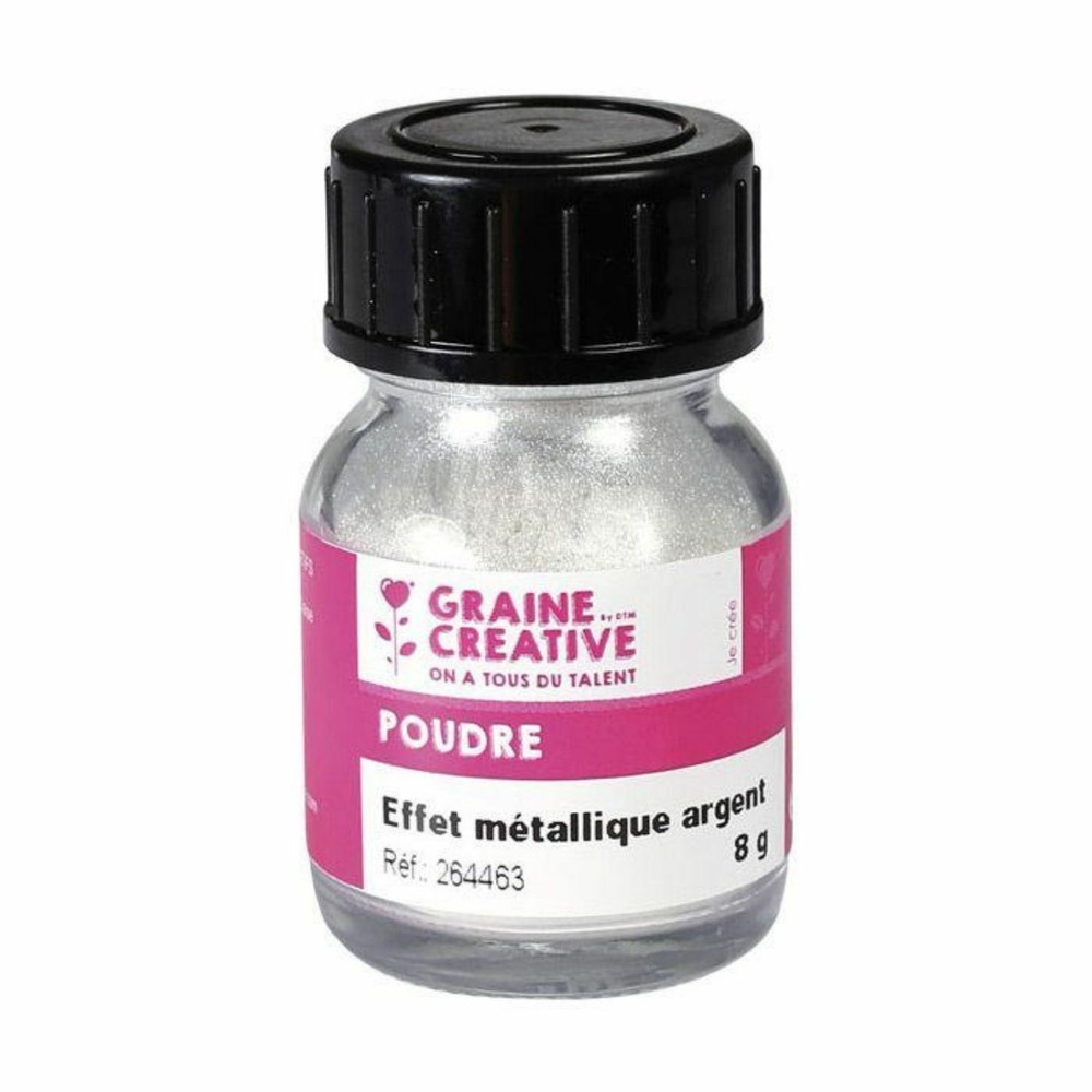 Poudre effet métallique argent pour pâte polymère 16 g