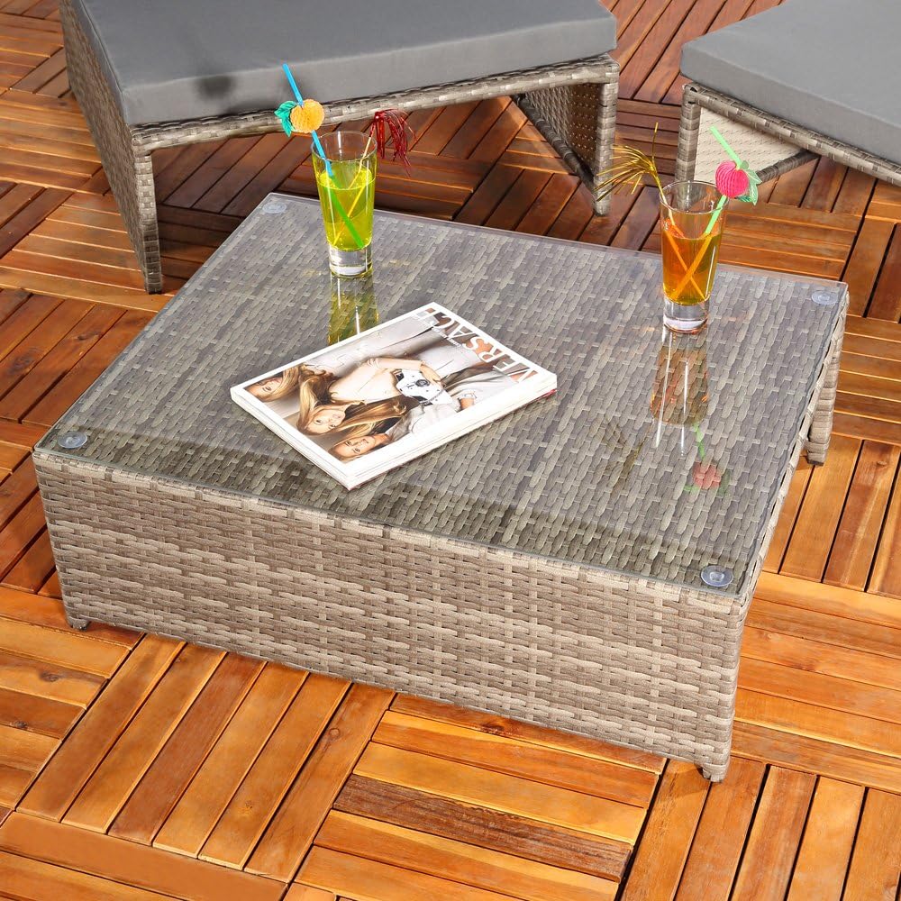 Mucola Gartenmöbel-Set 3-teilig – Polyrattan Lounge mit 2 Sesseln & Tisch, wetterfest & robust, Sonnenliege kombinierbar, grau, Outdoor Möbel für Terrasse, Balkon & Garten