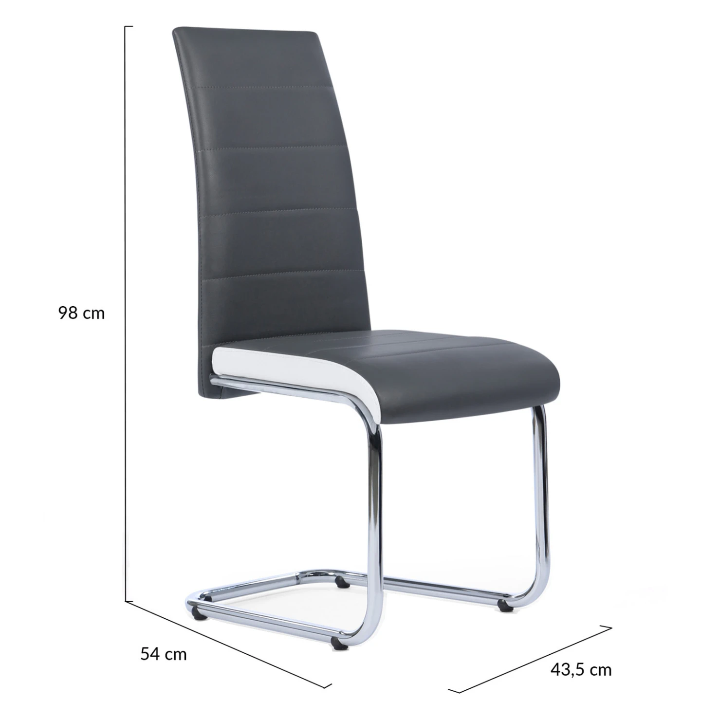 Lot de 4 chaises MIA grises liseré blanc pour salle à manger