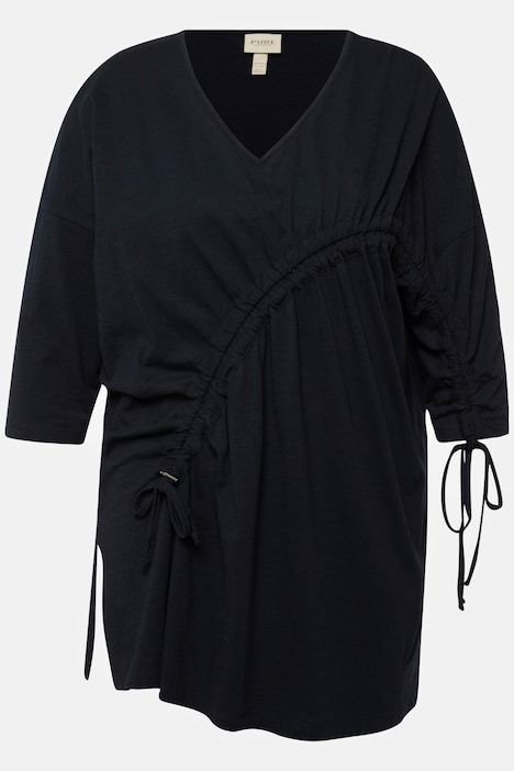 Shirt, Raffband, Rundhals, 3/4-Arm, Biobaumwolle