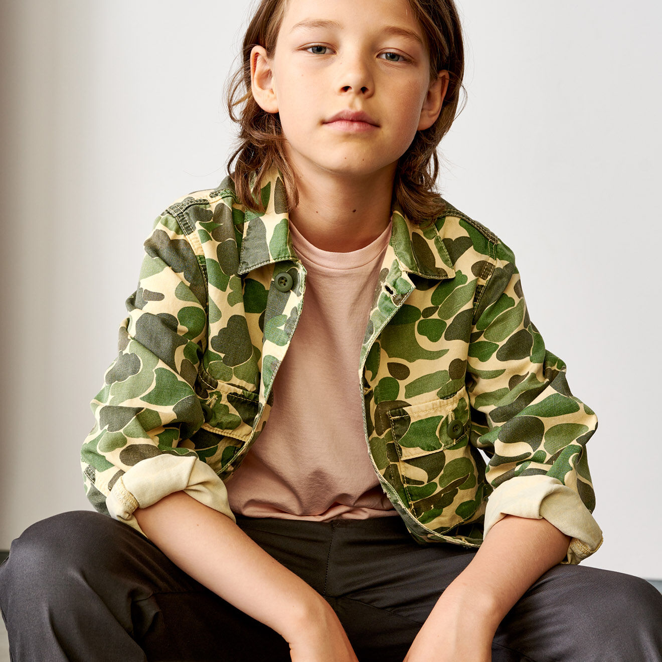 Bellerose Surchemise en Coton & Chanvre Phillip camouflage kaki