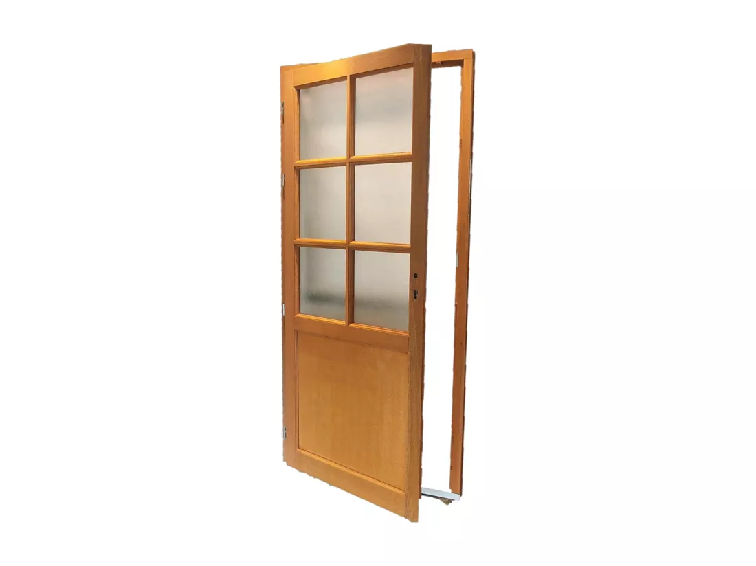 Porte De Service Bois Vitree Naxos, H,200xl,90 P, Droit + Poignee Et Barillet (ref 01245f924) Cotes Tableau Gd Menuiseries