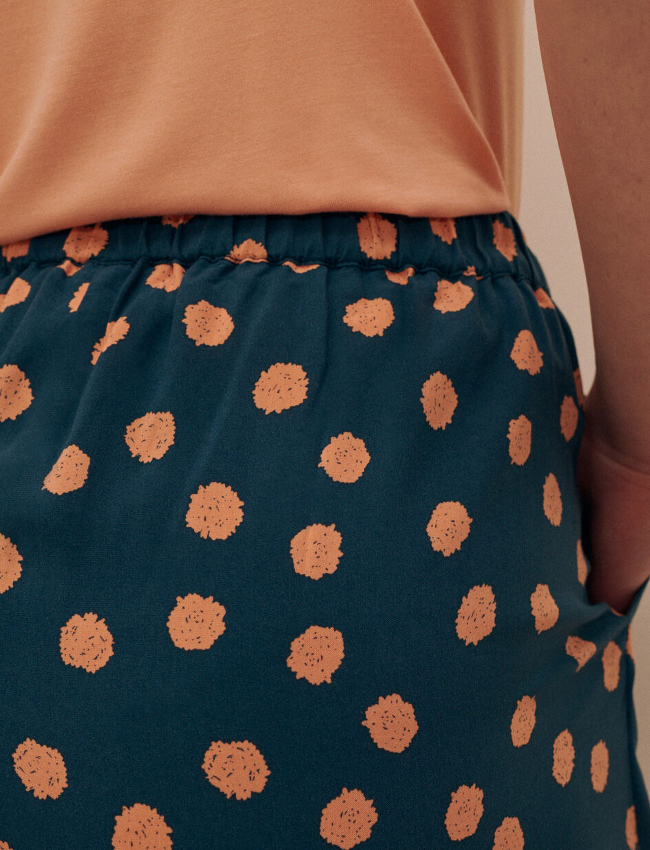 Pantalon - pois texture bleu fonce