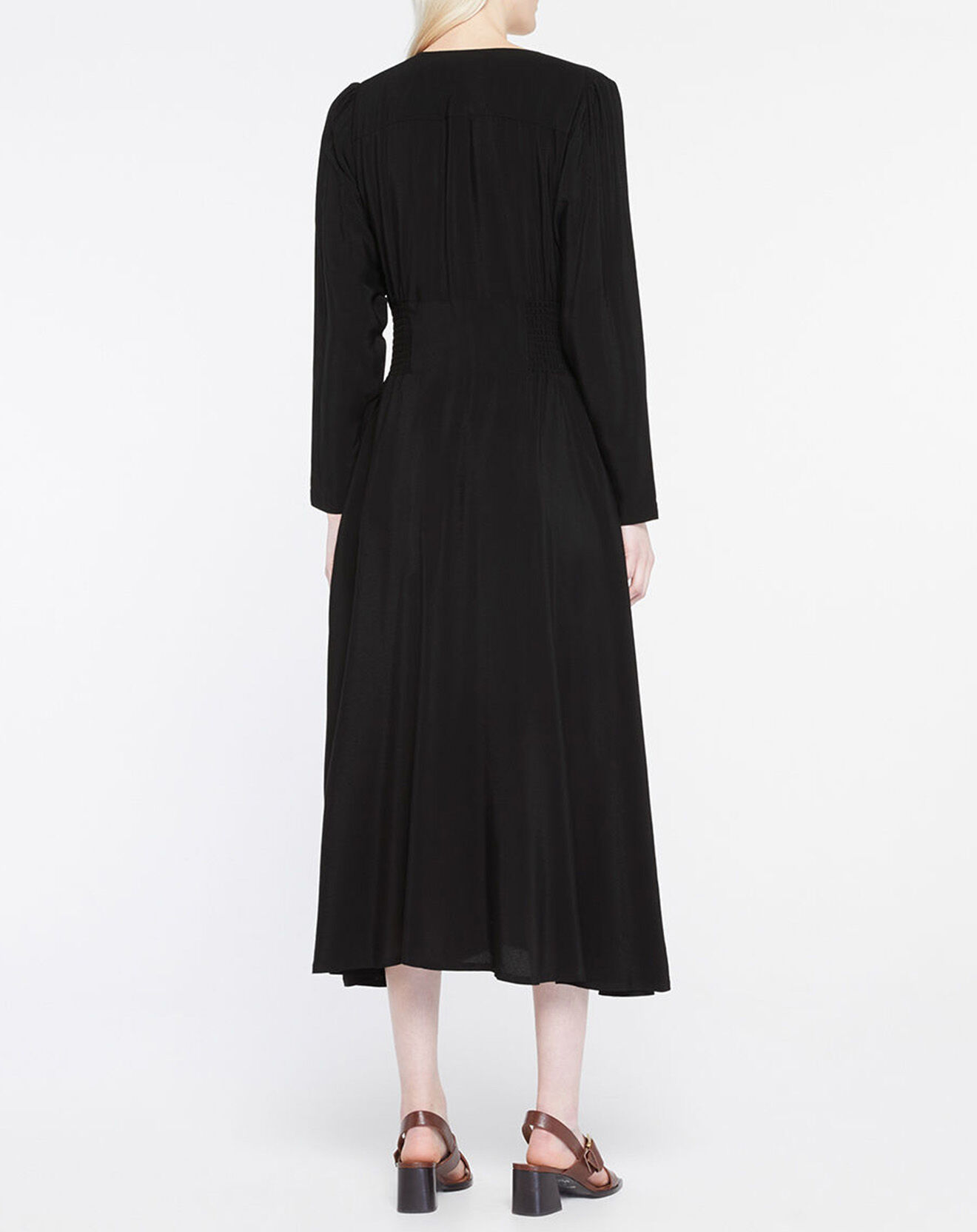 Galeries Lafayette Robe mi-longue Melisse fluide fibres Ecovero® noire