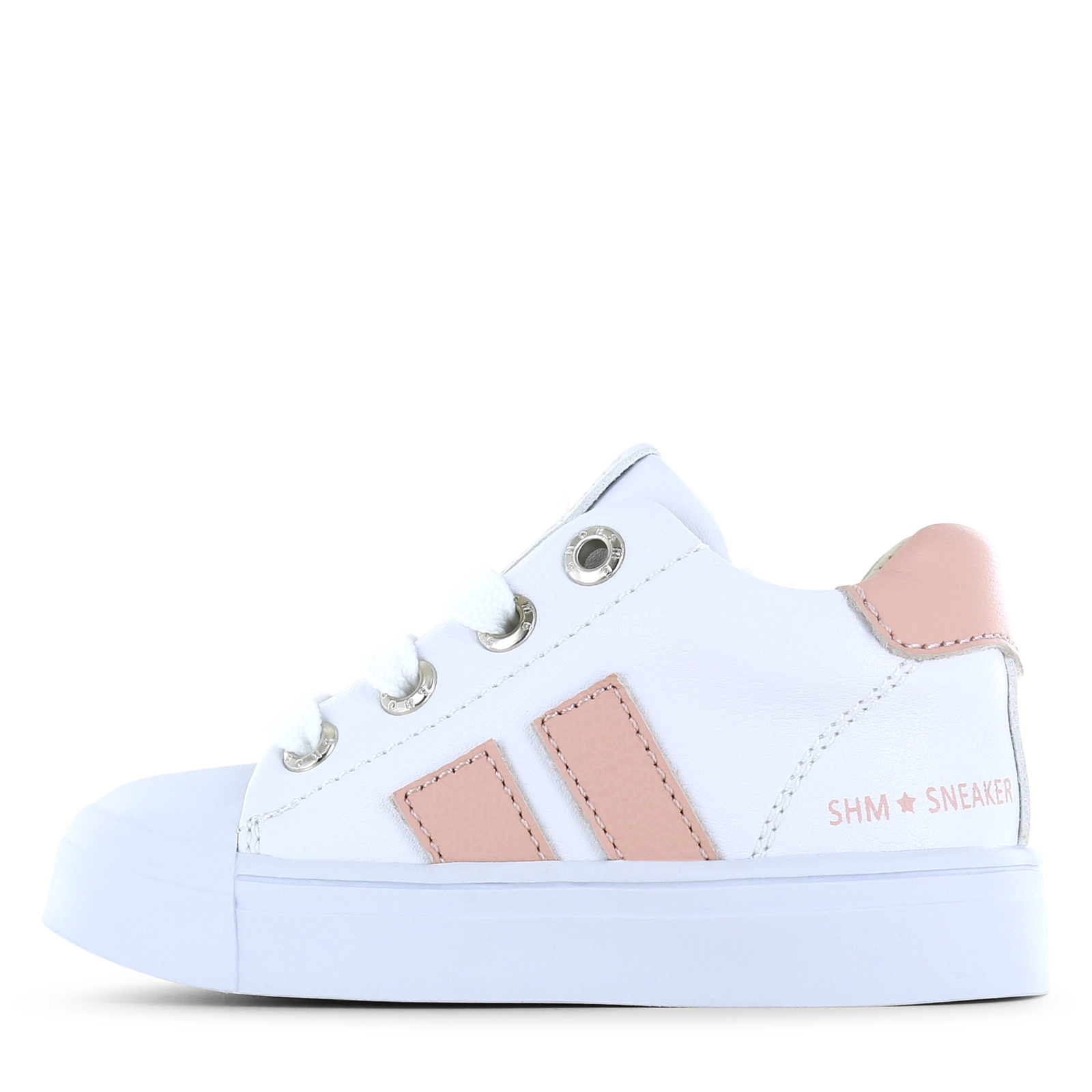 Shoesme witte sneaker met roze stripings Microfiber leer | Meisjes schoenen