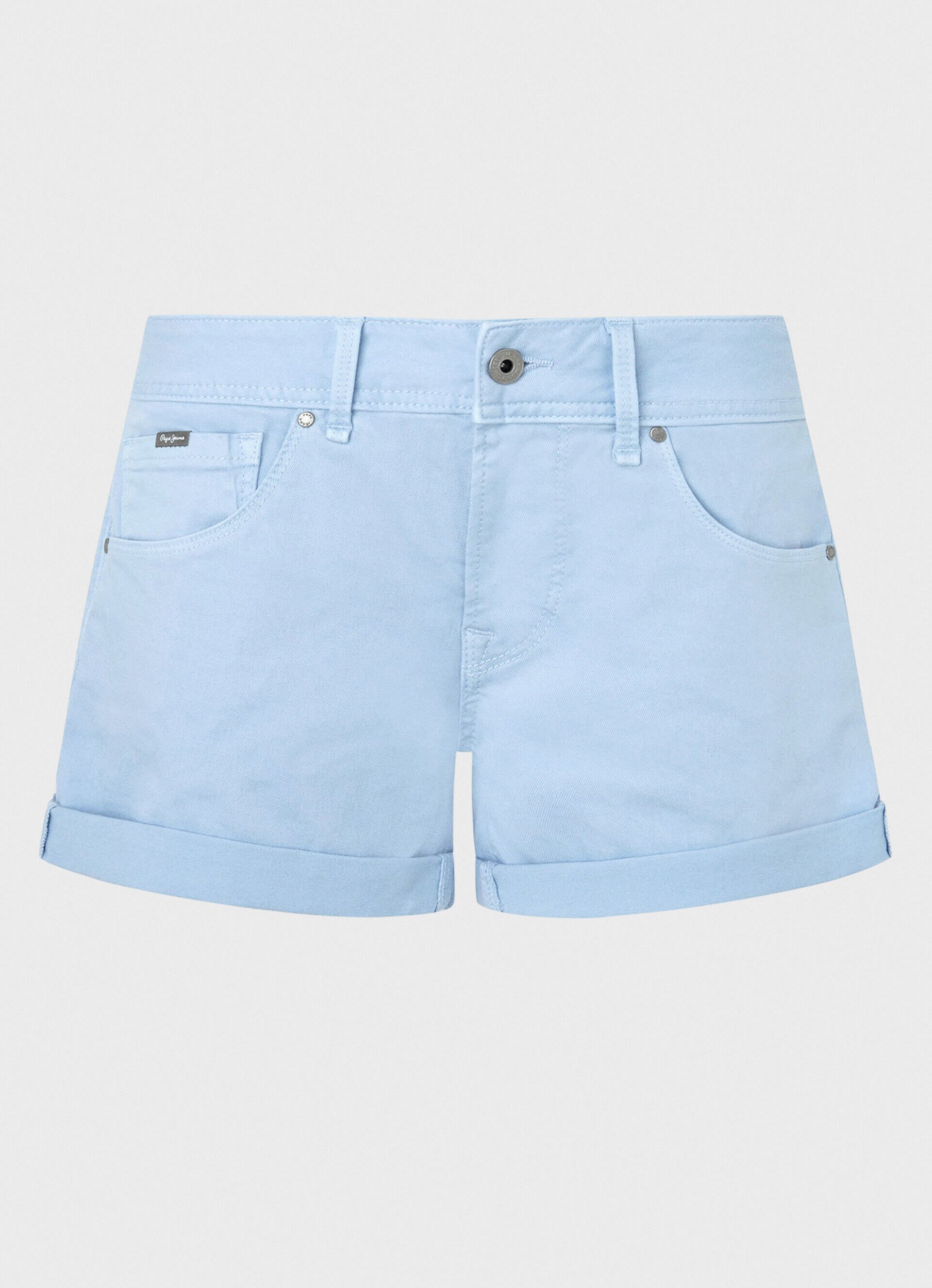 Shorts de algodão, corte regular - azul-marinho