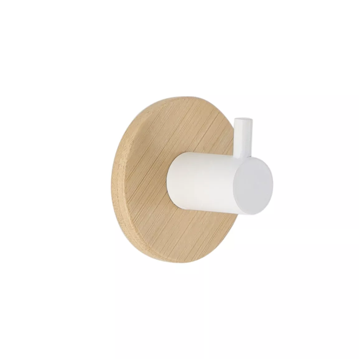 Patère adhesive 3M bambou (D5 cm) Blanc
