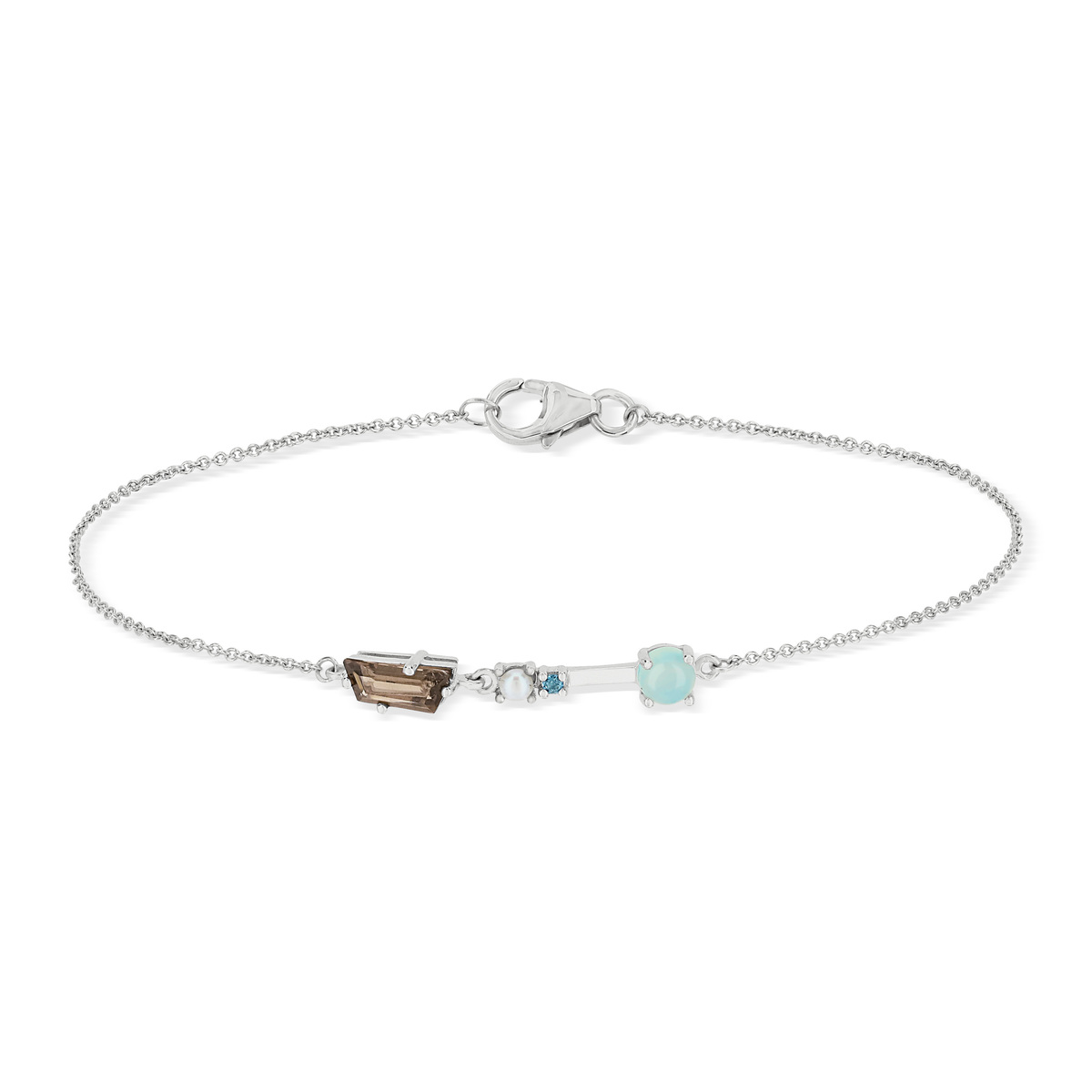 Bracelet souple MATY Or 375 blanc pierres fines
