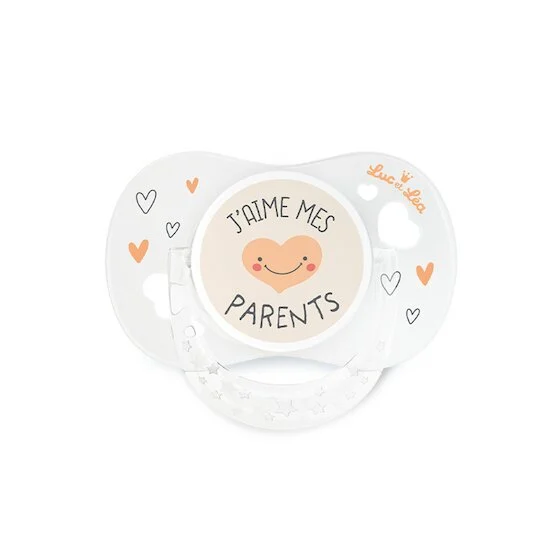 Sucette Anatomique avec anneau   J'aime mes parents        18 mois +   de               Luc et Léa