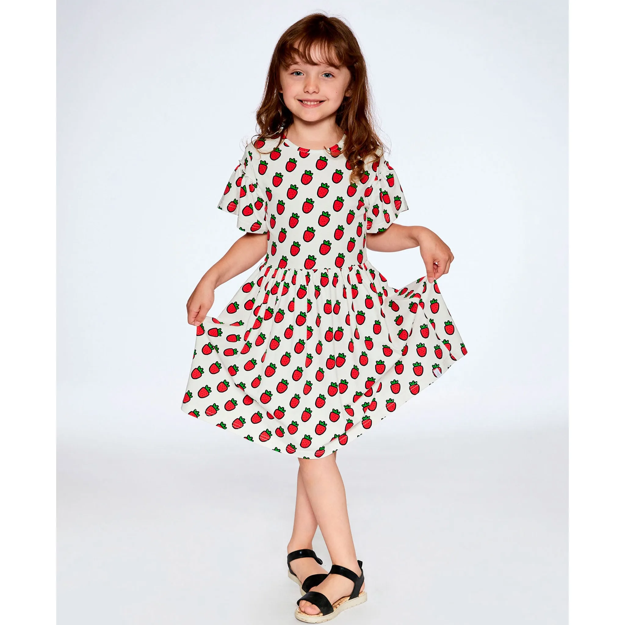 Deux par Deux Robe Imprimée Fraise 3-6ans