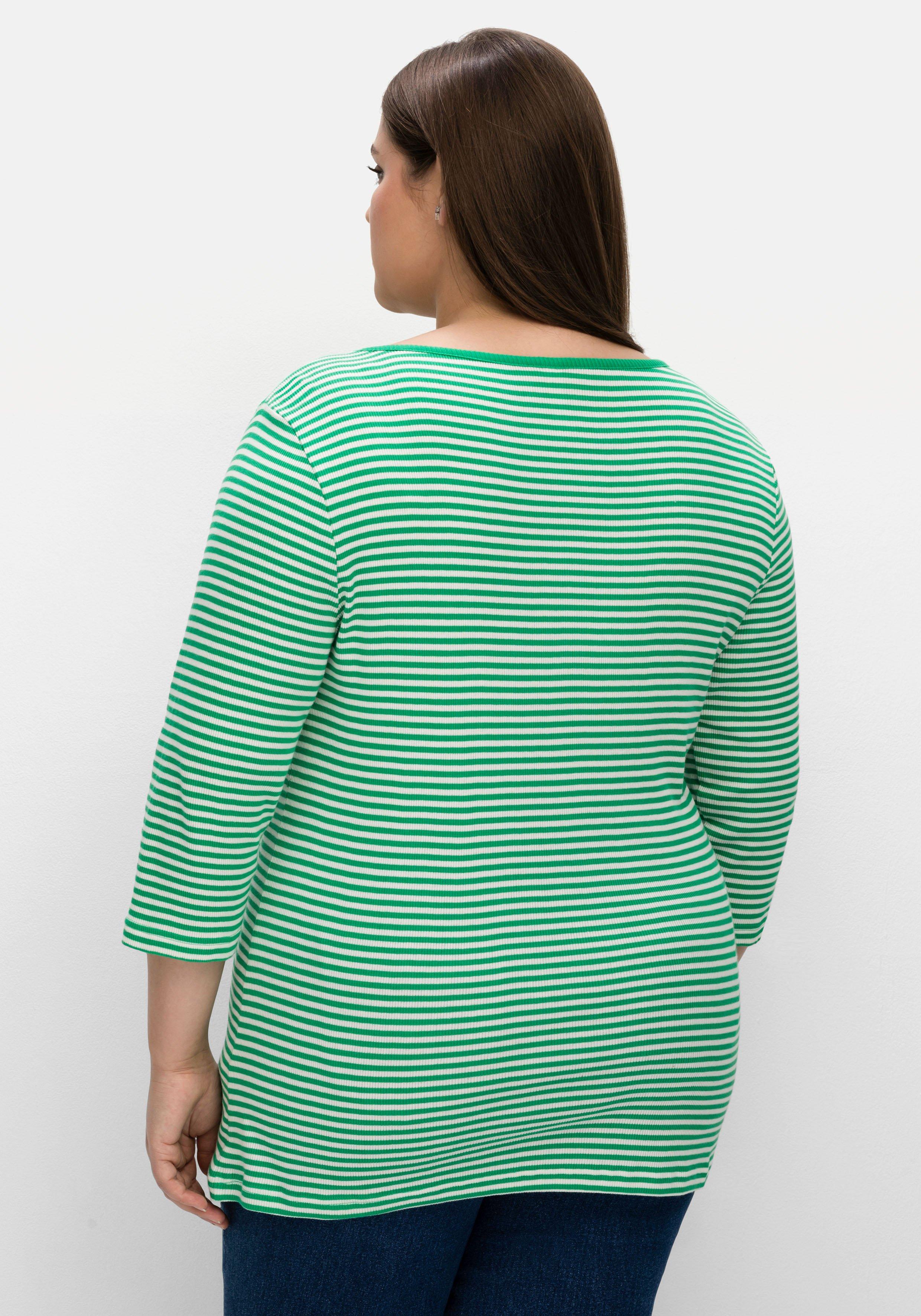 3/4-Arm-Shirt mit garngefärbten Ringeln