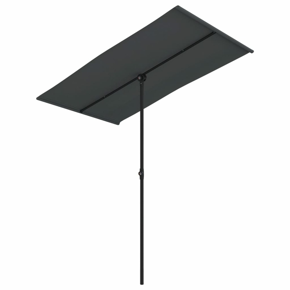 Parasol d'extérieur avec mât en aluminium 180 x 130 cm noir
