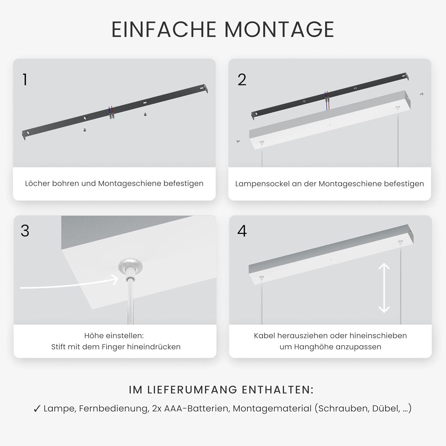 MATO LED Pendelleuchte Esstisch Höhenverstellbar Weiß - Lichtfarbe stufenlos einstellbar & dimmbar per Fernbedienung - 150cm Länge - Esstischlampe hängend, Esszimmerlampe, Hängelampe Esszimmer