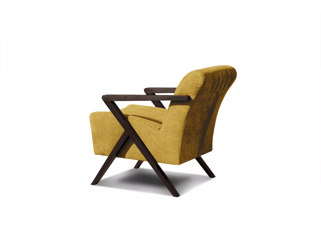 Fauteuil fixe Lebron, tissu jaune