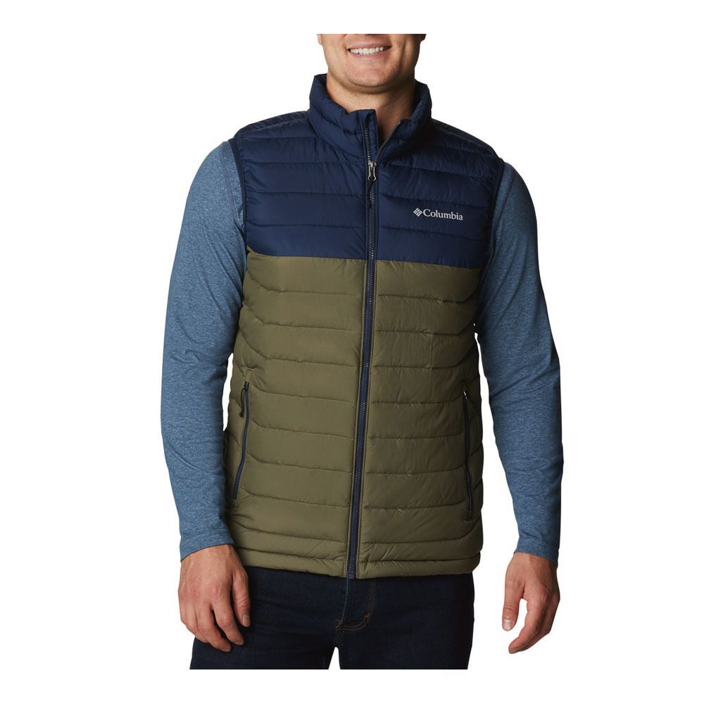 Columbia POWDER LITE - Doudoune Homme stone green/collegiate navy