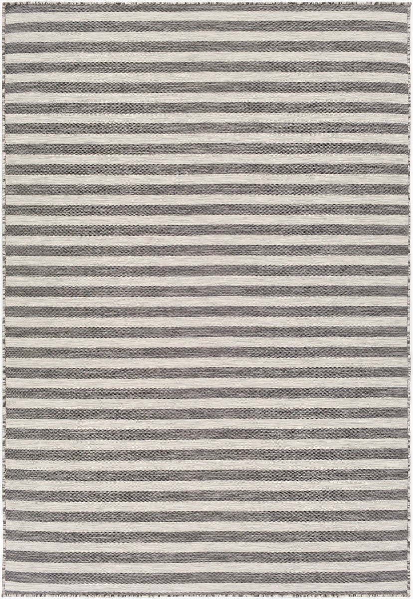 Binnen/buiten gestreept vloerkleed grijs/ivoor 80x150 cm ZAKI