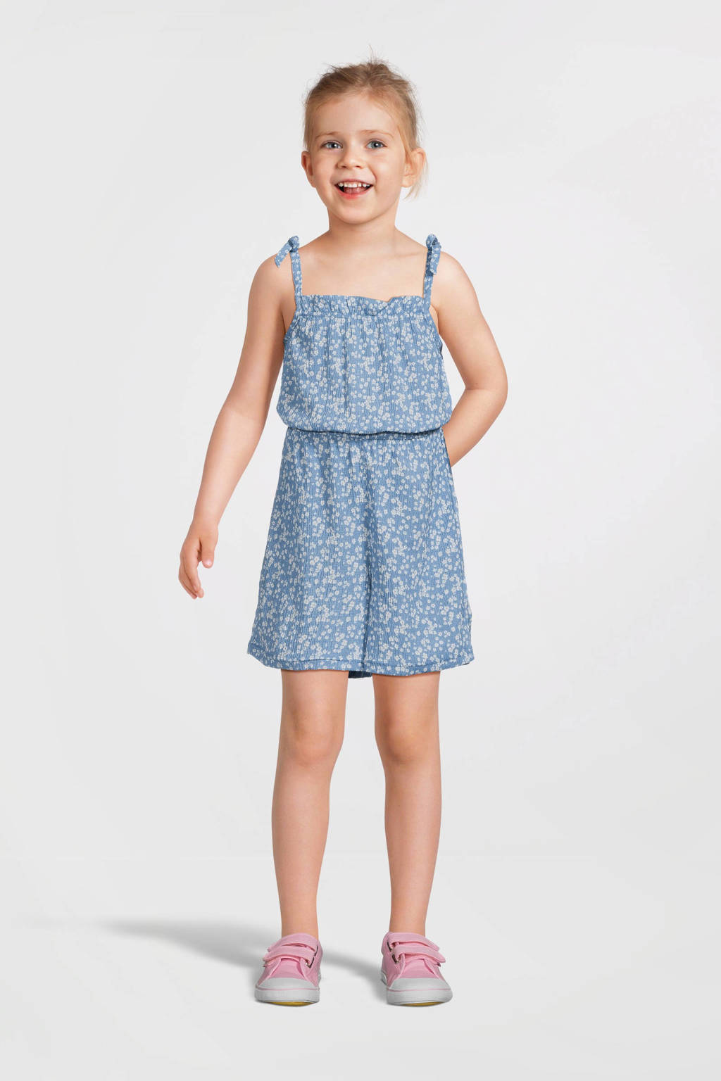 VERO MODA GIRL playsuit VMHAYA met all over print blauw/wit