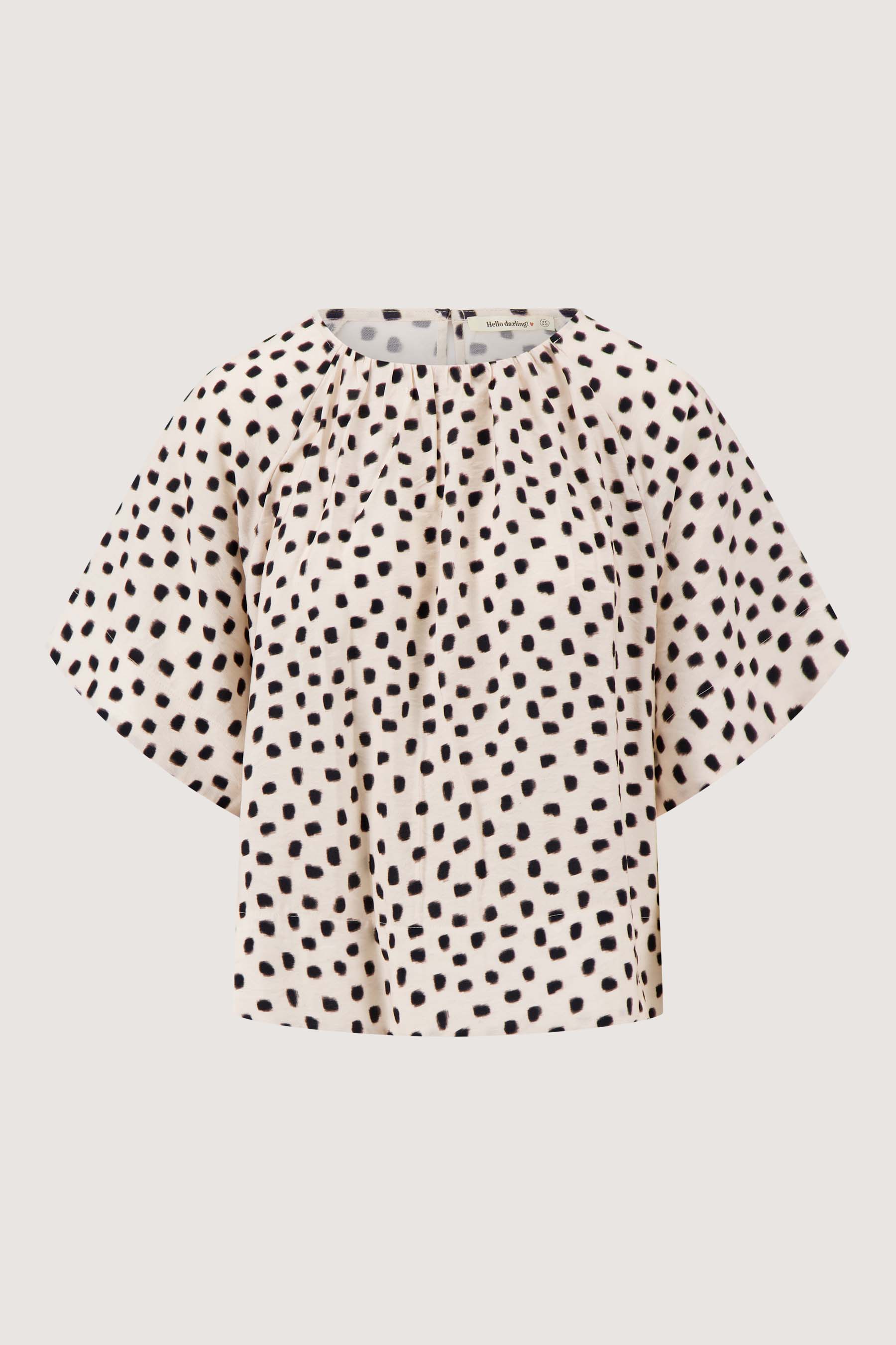 raglan top met stippen print