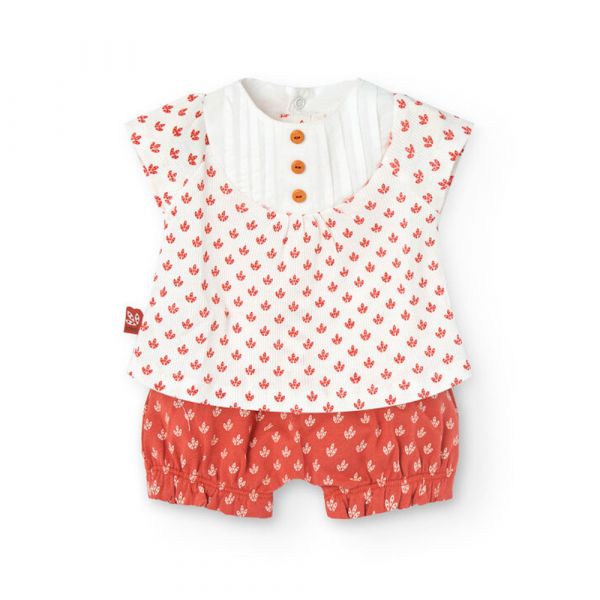 Boboli Conjunto Sem Mangas Knit 2 Anos Mini Print Motif White Chemical Background