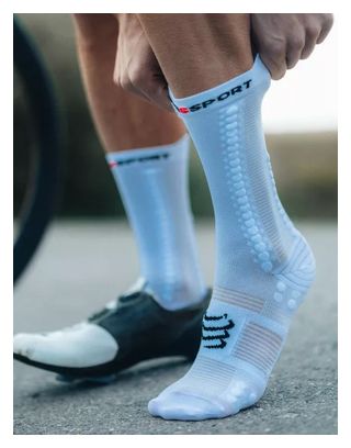 Chaussettes Compressport Pro Racing Socks v4.0 Bike Blanc/Noir