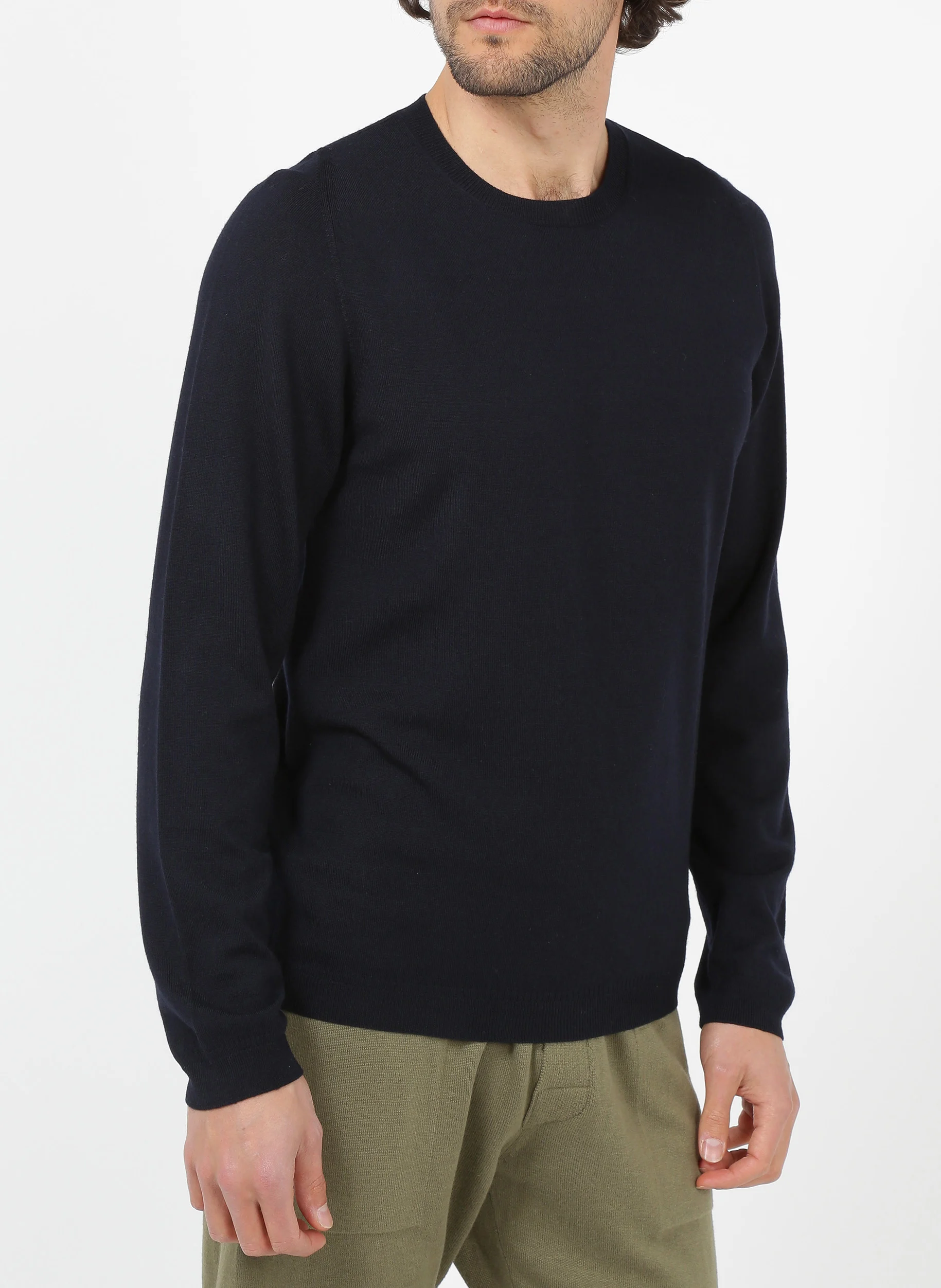 Pull col rond en laine regular fit | Bleu