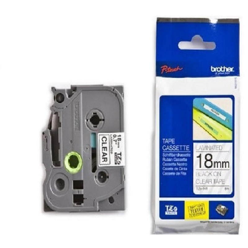 Brother P-Touch Band TZe-141, 18 mm, schwarz auf transparent