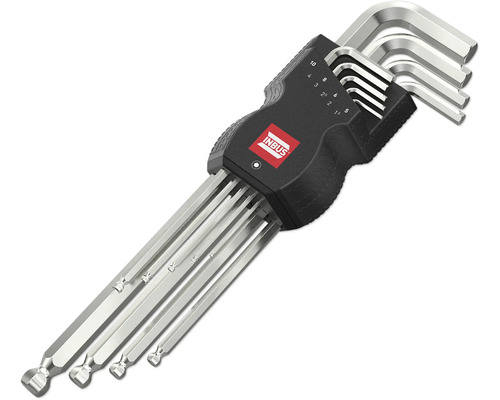 INBUS® 70167 Hoekschroevendraaierset, 9-delig, 1,5–10 mm, met kogelkop — Gemaakt in Duitsland