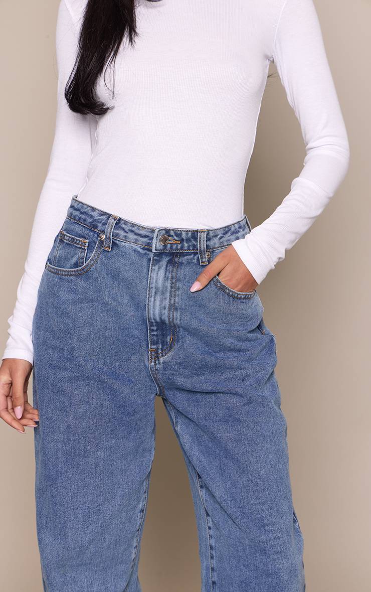 Mid Blue Wash Jean Boyfriend Taille Haute Tall