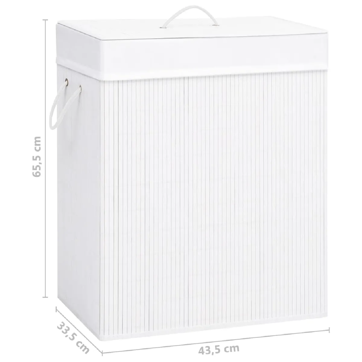 vidaXL Panier à linge en bambou - Blanc 83L