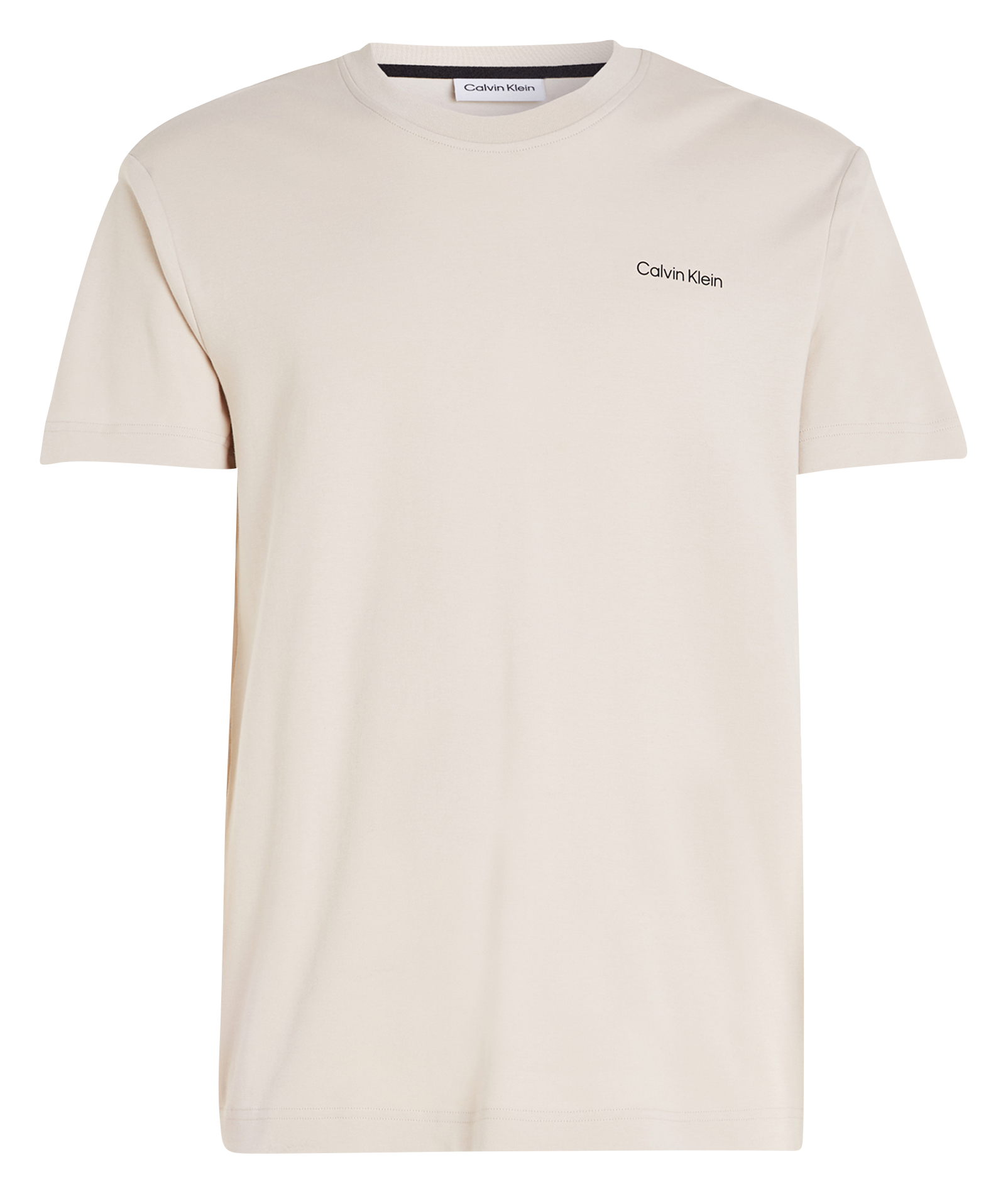T-shirt col rond en coton bio mélangé | Beige