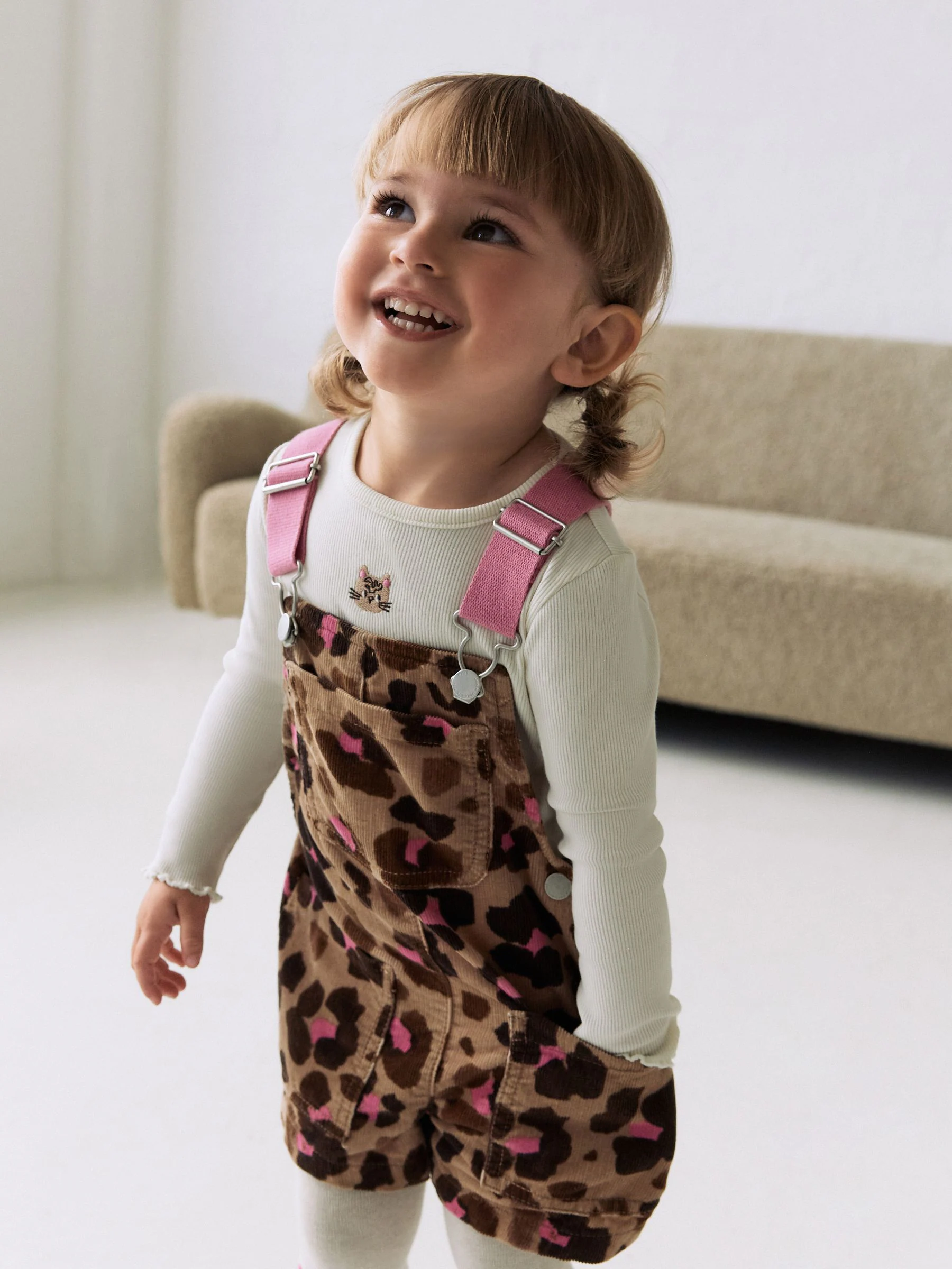 Animal - Set van bedrukte bretelbroeken, top en panty's (3mnd -7jr)