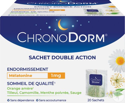 ChronoDorm Mélatonine 1mg Tisane 20 Sachets