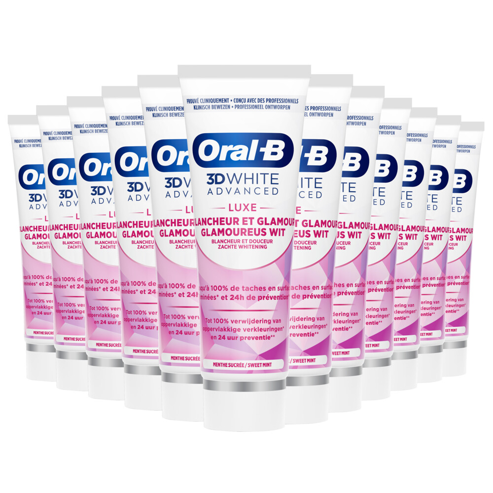 12x Oral-B Tandpasta 3DWhite Advanced Luxe Glamorous White75 ml