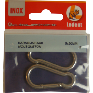 Karabijnhaak RVS 50 mm 2 stuks