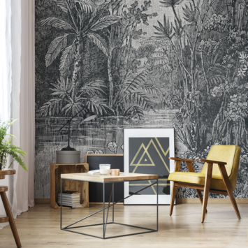 Fotobehang Jungle zwart - wit (105411)