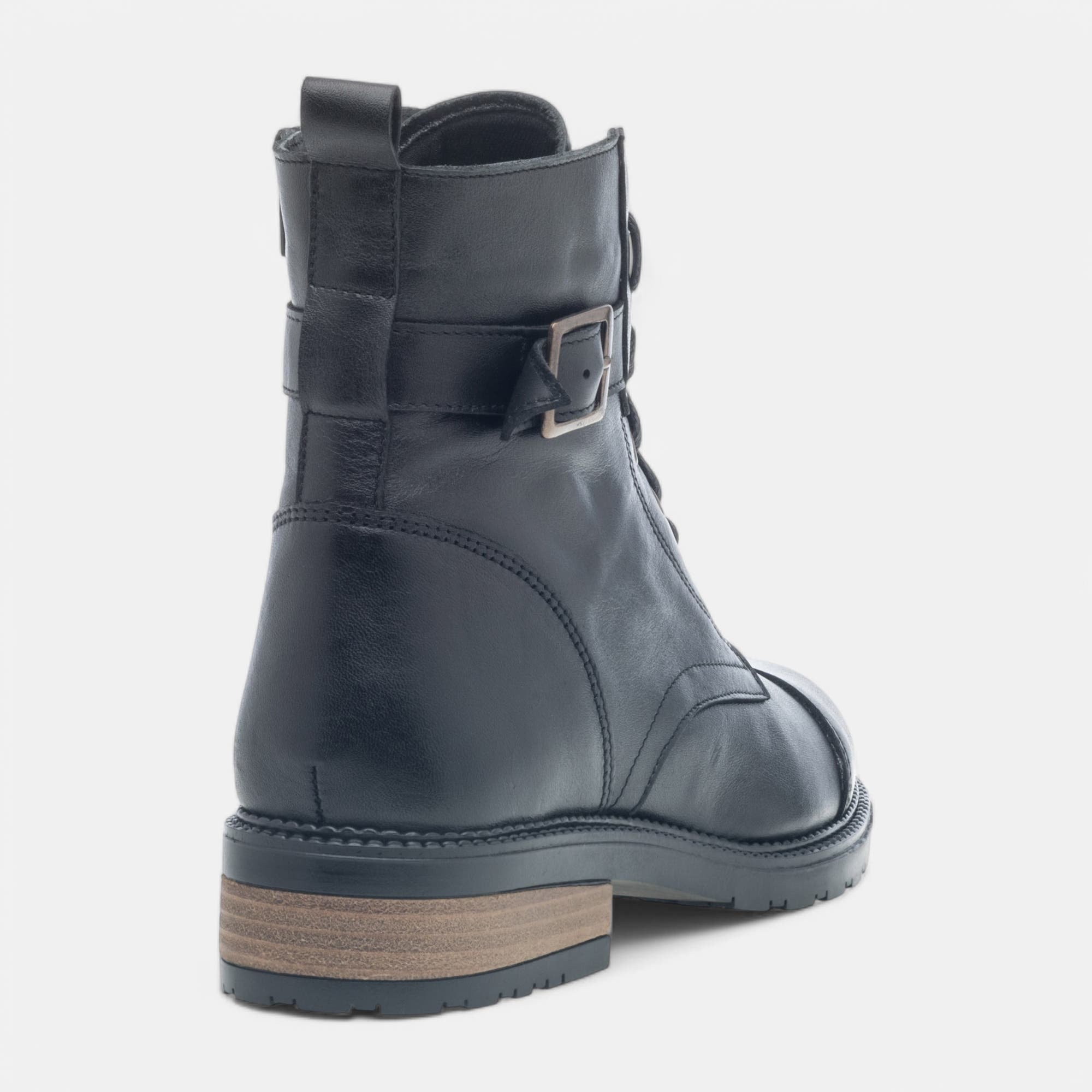 Bottines à lacets Femme en cuir noir