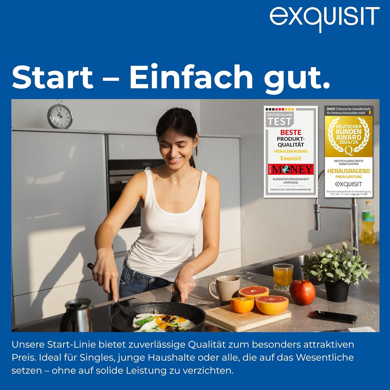 Exquisit START Einbaugeschirrspüler 45 cm, Teilintegriert, 9 Maßgedecke, 9 Liter, Startzeitvorwahl, ECO-Modus, EGSP51009-EB-030E inox