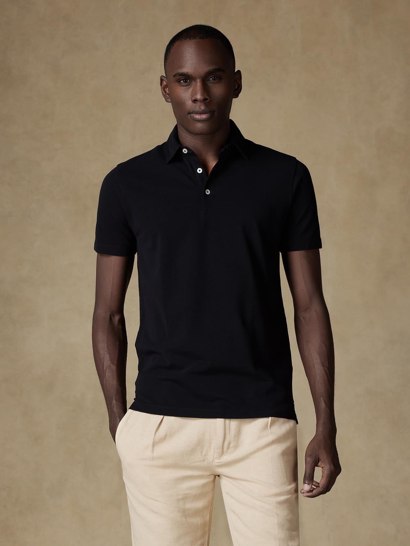 Polo Héritage en piqué noir