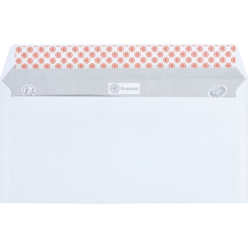 Enveloppe Bruneau 80 g/m² blanche avec bande protectrice - Boîte de 500