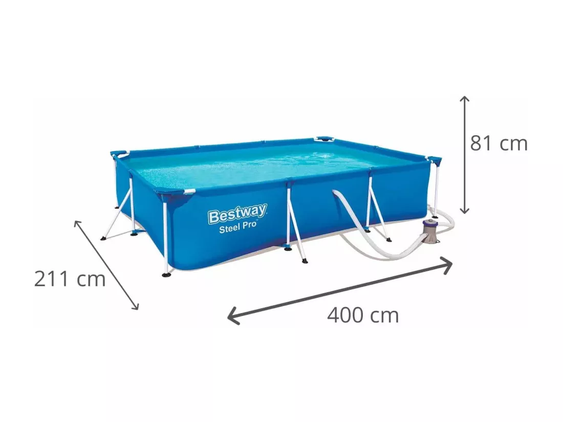Piscine Hors-Sol Tubulaire pour Enfants Bestway Family Splash Frame Pool 400x211x81 cm Filtre à Cartouche de 1.249 L/H