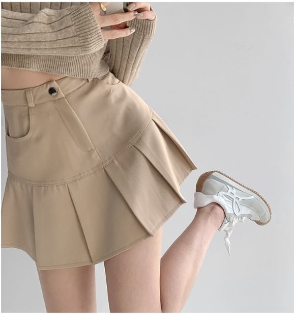 Shira - Hoge taille geplooide minirok