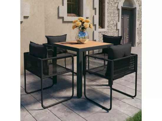 Salon de jardin 5 pièces PVC Résine tressée Noir et marron