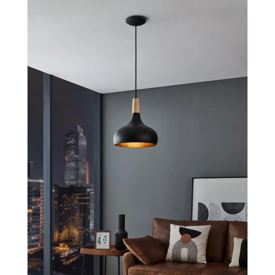 EGLOSabinarHanglamp-E27-Ø28cm-Zwart/Bruin