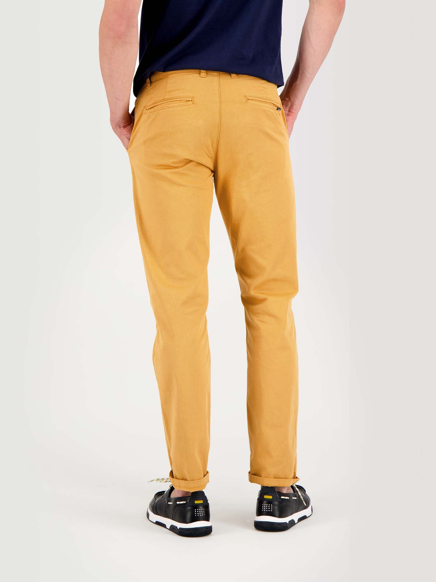 Pantalon Chino Homme Coton Stretch Jaune